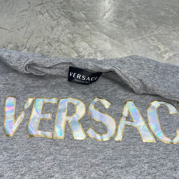 Versace Long Sleeve Glitter Shimmer Logo Made in Italy 12A Youth Big Kids - Picture 4 of 11